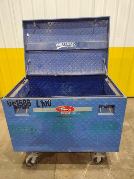 61" X 31" x 39" BLUE STEEL PORTABLE JOB BOX: STOCK 20055
