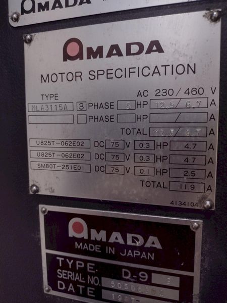 50 TON x 6' AMADA MODEL #RG50 HYDRAULIC PRESS BRAKE NC9-EX CONTROL, 1987: STOCK #19273