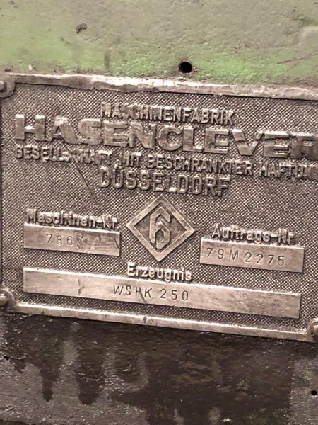Hasenclever Forging Press Model WSHK 250