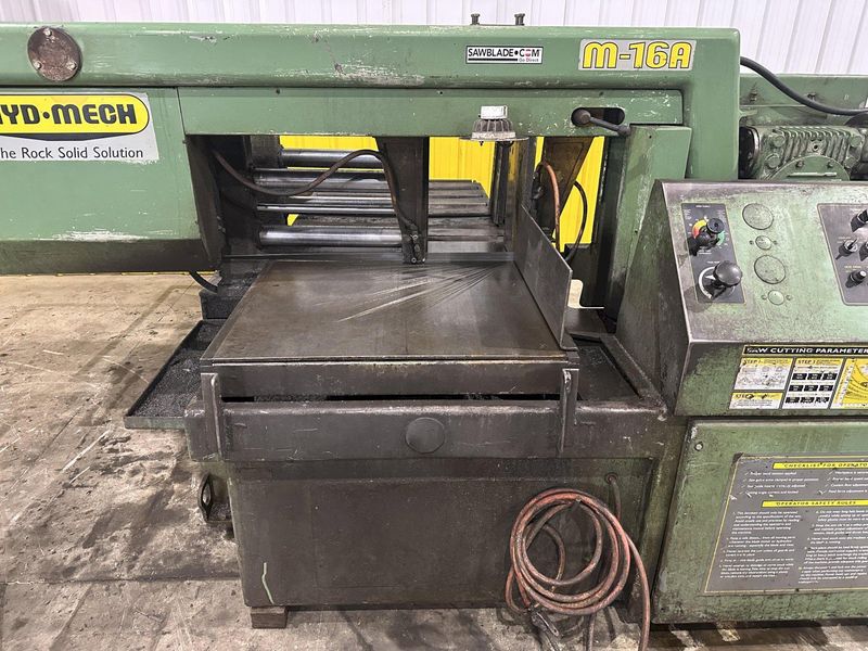 16" x 16" HYD-MECH MODEL #M-16A FULLY AUTOMATIC HORIZONTAL BANDSAW WITH POWER MITRE SWIVEL: STOC