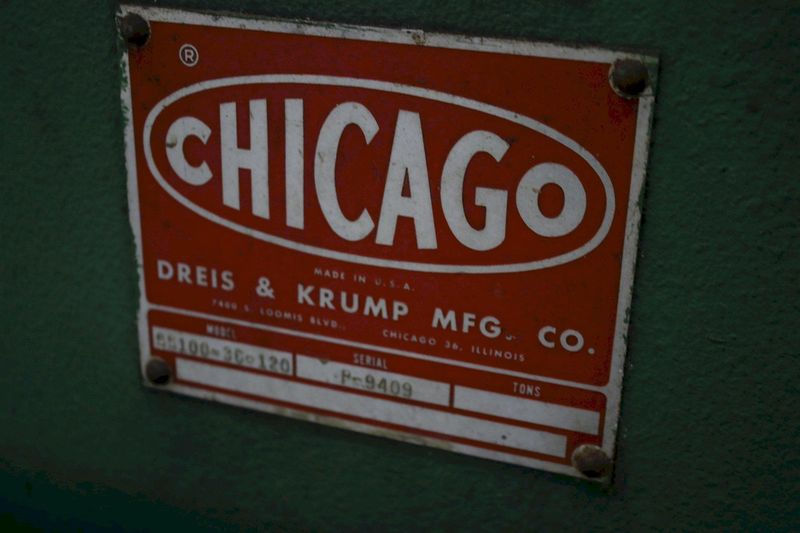 100 TON DREIS & KRUMP DOUBLE CRANK PRESS:  STOCK #76322