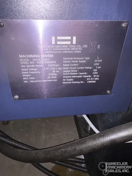 2018 HWACHEON Vesta 1000+ Vertical Machining Center #8170 #2