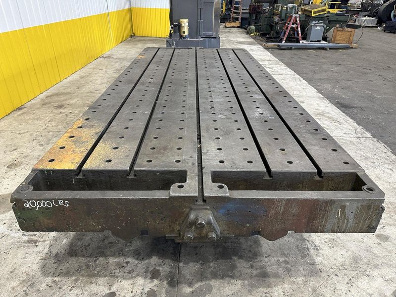 6' X 14'6" HEAVY DUTY T-SLOTTED LAYOUT TABLE ON RAISED BASE: STOCK #21788