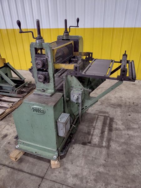 18" WIDE X 2,500 LBS YODER MODEL #M2 PULL THROUGH SLITTING LINE, INCLUDES UNCOILER, SLITTER & RE