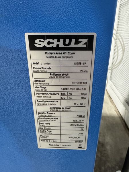 Schulz ADS-175-UP 175 CFM Refrigerated Air Dryer (New)