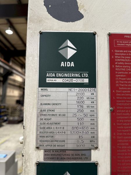 220 AIDA GAP FRAME PRESS