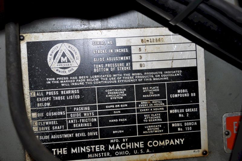 60 TON MINSTER OBI PRESS