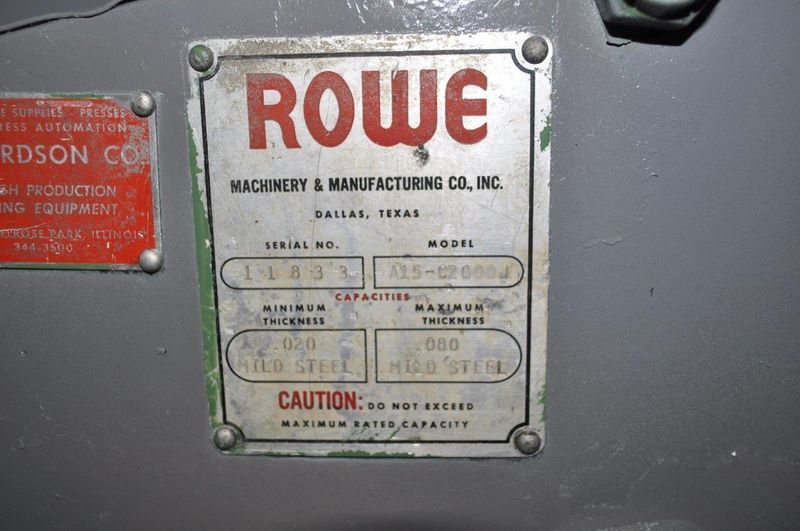 2000 LB x 15" x .080" Rowe Coil  Cradle Straightener