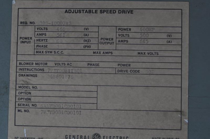 300 HP General Electric Frequency Drive