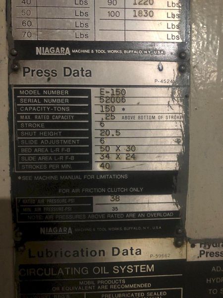 150 Ton Niagara OBI Press