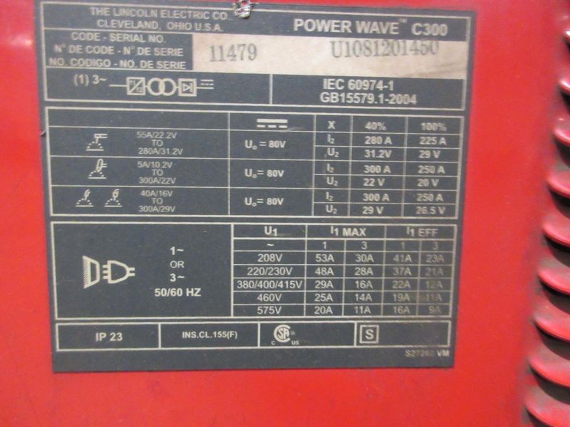 Lincoln Electric Power Wave C300 multi-process power source with an integrated wire feeder- Auction Item