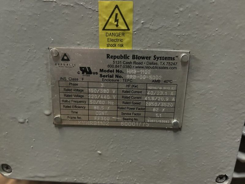 Republic Blower Systems HRB1102 353 CFM 17 HP Regenerative Blower
