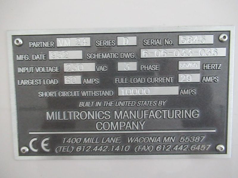 Milltronics VM24 Series D CNC Vertical Machining Center, 8200B CNC Control, 20 ATC, RJH, - Auction Item