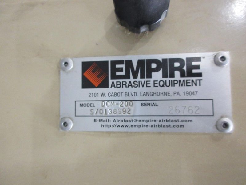 Empire Pro-Finish 2636 Abrasive Air Blast Cabinet with DCM-200 Standing Reclaim Unit- Auction Item