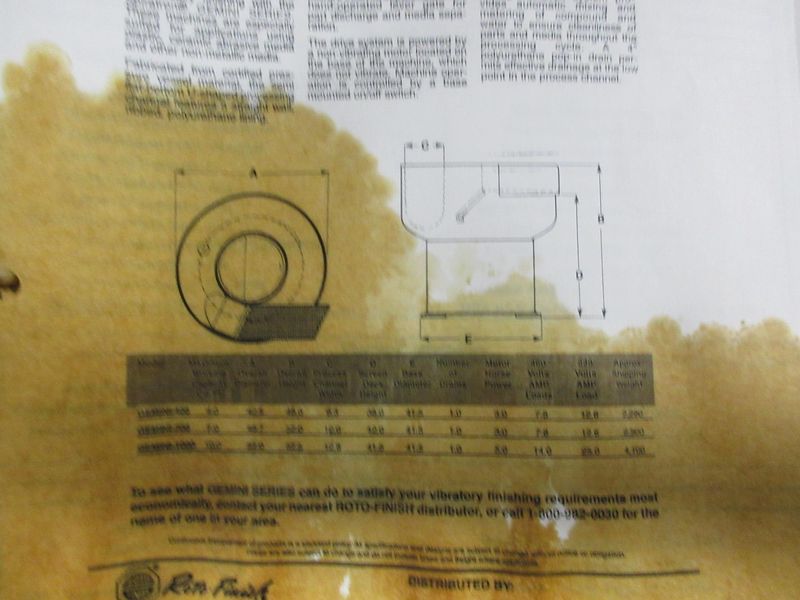 Hammond | Roto Finish Gemini 4 Centrifugal Abrasive Finisher, Extended Range Series- Auction Item