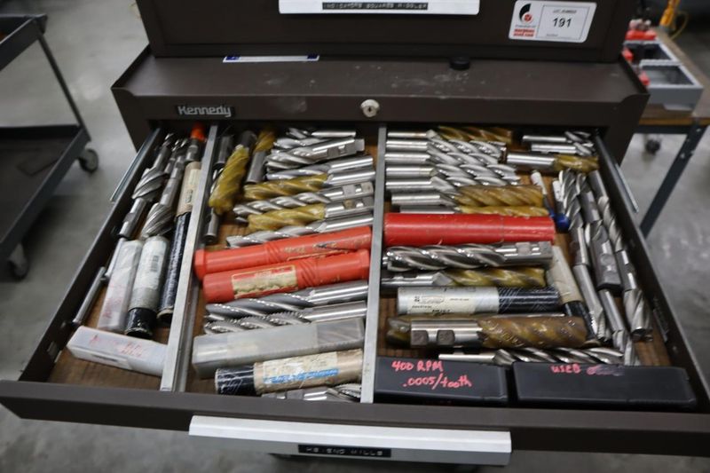 Kennedy 3-Tier Portable Tool Cabinet with Contents: Assorted Cutting Tools and More- Auction Item