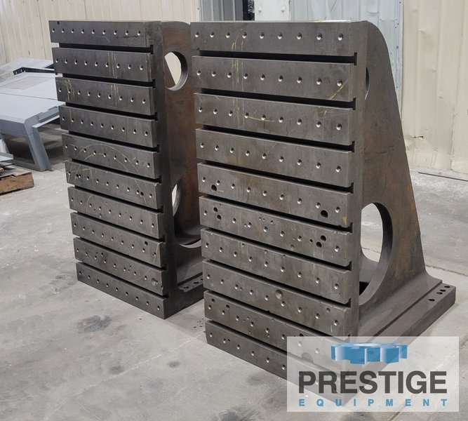 (2) 48" H x 24" W x  36" D, Fabricated T-Slotted Angle Plates, Drilled & Tapped, Ref# 43674