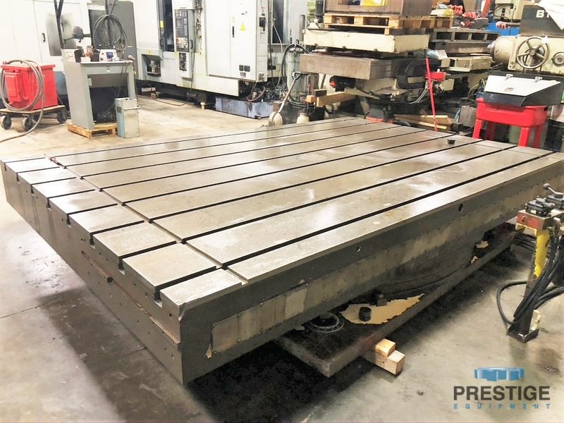 96" x 144" Giddings & Lewis Air Lift Index Table, 8-T-Slots, 4 x 90 Deg. Shot Pin, 1/2 Deg Scale, 75,000 lb Cap, # 31357
