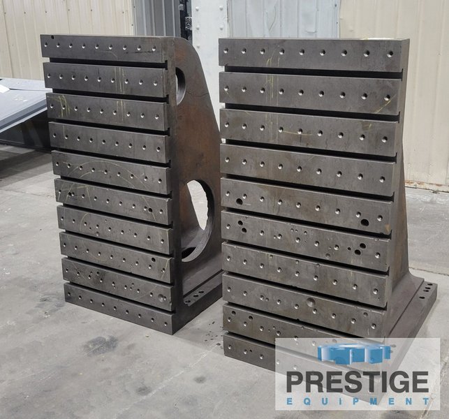 (2) 48" H x 24" W x  36" D, Fabricated T-Slotted Angle Plates, Drilled & Tapped, Ref# 43674