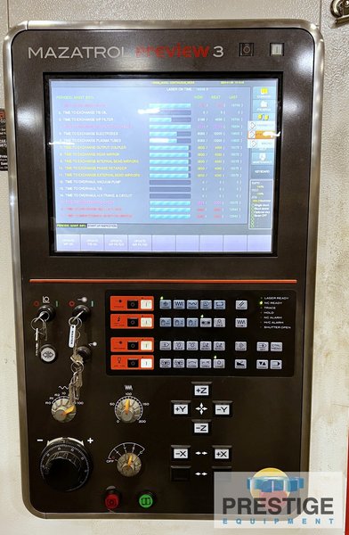Mazak Optiplex Nexus 3015 CO2, 2.5 KW, Dual Pallet, 60" x 120" Max. Workpiece, Dust Collector, Chiller, 2015 #43132