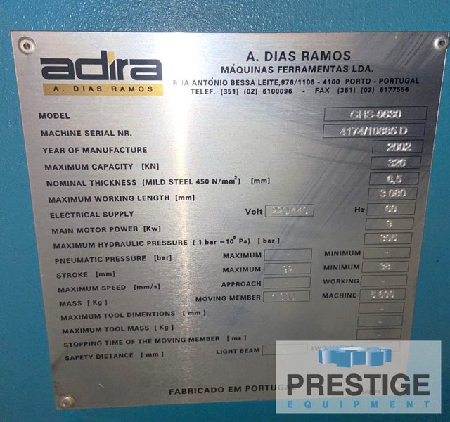 Adira GHS-0630, 1/4" x 10' , 40" Back Gauge with LED, Blade Gap Adjustment,10' Sq. Arm, 2002, #43012