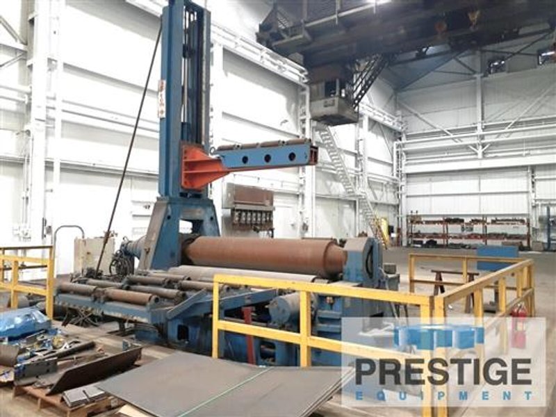 Sertom EMO 31-60, 2.75" x 10' , 3-Roll Variable Axis, 25.5" Top Roll, Siemens PLC Ctrl, Overhead Support, 2008 #32933