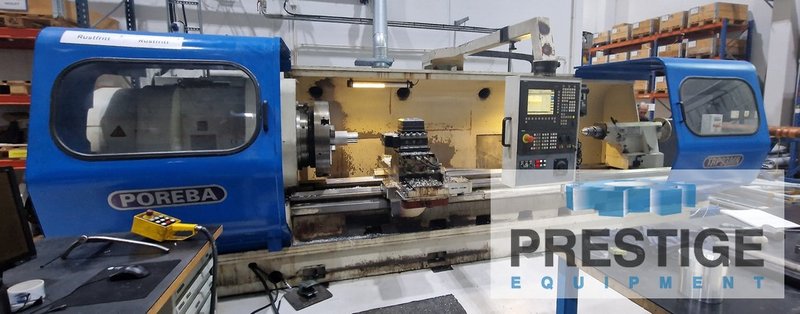 Poreba TRP93x3M, 36" Swing, 11" Bore, 118" C.C, F/R Chucks, 1400 RPM, Steady Rests, Siemens 840D, 2008, #42985