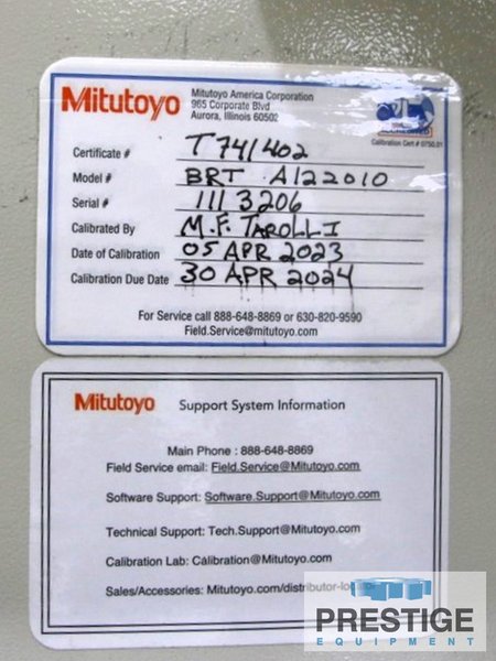 Mitutoyo Bright Apex A1220, X-47.44”, Y-118.3”, Z-39.6”, 118" x 62"  Granite Table, Renishaw Probe, S/N 1113206, #43748