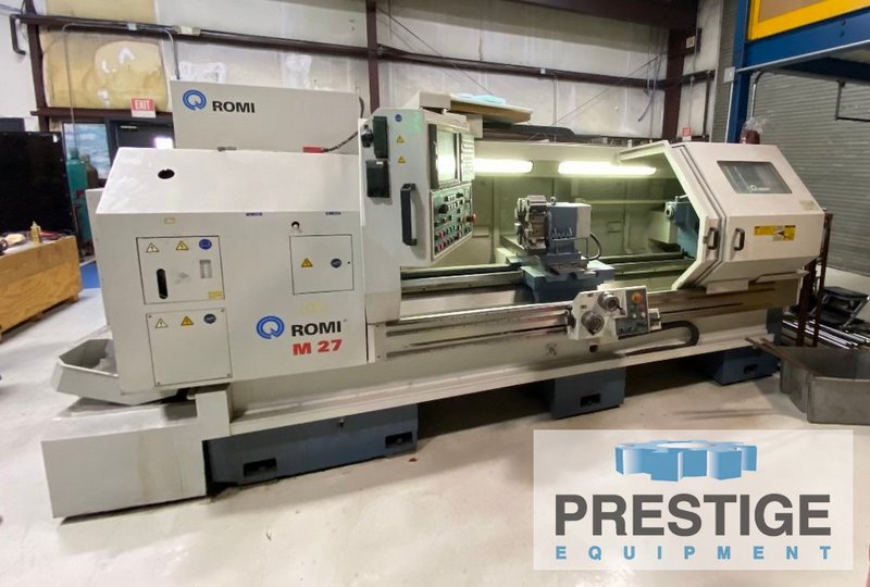 Romi M27,  27" Swing, 80" Centers, 6.77" Spindle Bore, Front & Rear Chucks, Tailstock, Fanuc 21i-TB CNC, 2007, #32960