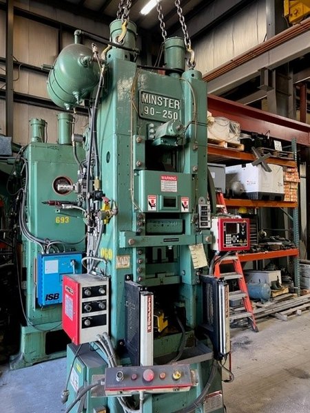 Minster 250 Ton Knuckle Press, Model 90-250, SN 5639, 4" Stroke, 1/2" Slide Adj, STK# 1444