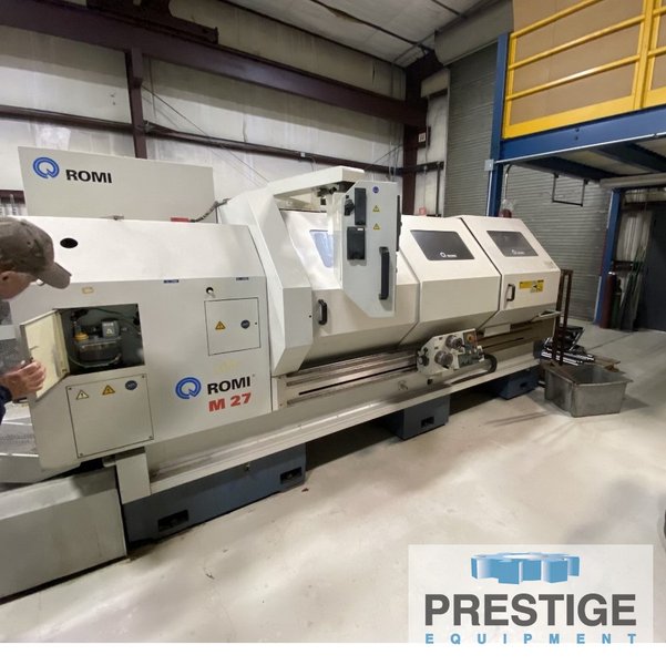 Romi M27,  27" Swing, 80" Centers, 6.77" Spindle Bore, Front & Rear Chucks, Tailstock, Fanuc 21i-TB CNC, 2007, #32960