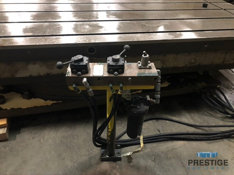96" x 144" Giddings & Lewis Air Lift Index Table, 8-T-Slots, 4 x 90 Deg. Shot Pin, 1/2 Deg Scale, 75,000 lb Cap, # 31357
