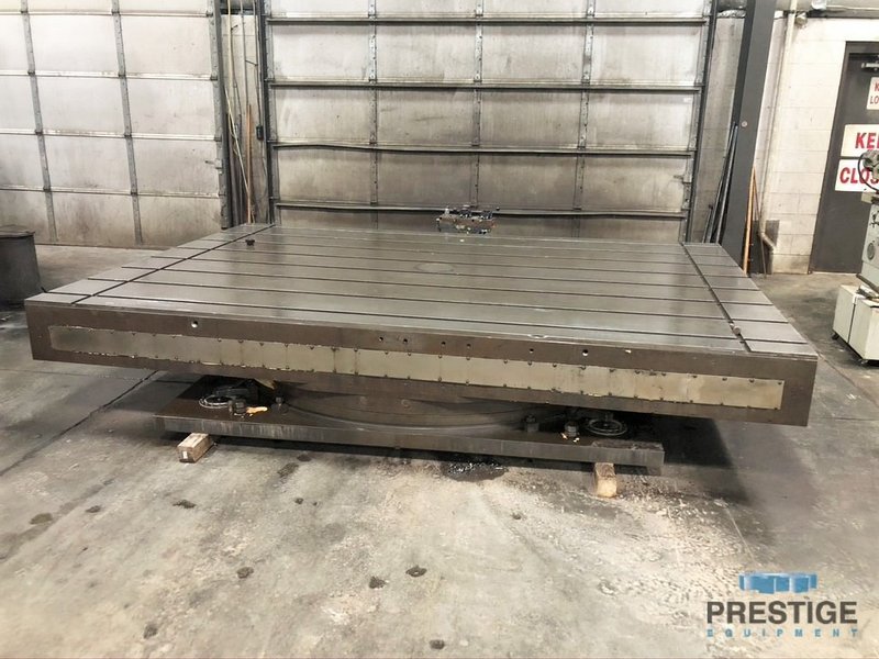 96" x 144" Giddings & Lewis Air Lift Index Table, 8-T-Slots, 4 x 90 Deg. Shot Pin, 1/2 Deg Scale, 75,000 lb Cap, # 31357