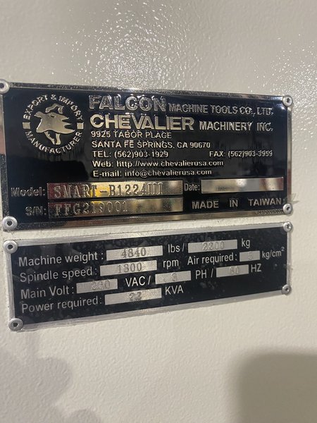 CHEVALIER #SMART-B1224III CNC 3-Axis Surface and Profile Grinder, New 2021, Ballscrew and Servo Motor Drives in all 3-axes