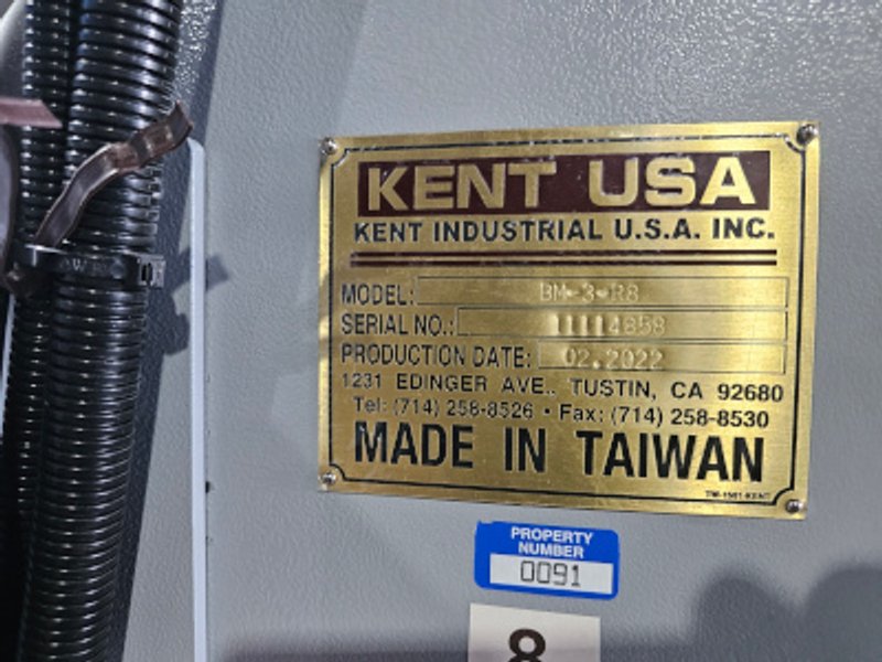 KENT USA, #BM-3, 3 axis Bedmill, 30"x16"x22" trav, 3 HP, R8, 10" X 50" tbl. 2022