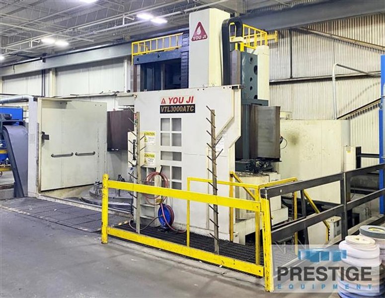 118" You Ji VTL3000ATC, 16 ATC, 141.7" Swing, 1-120 RPM, Chip Conveyor, 100 HP, Fanuc 18T CNC, 2008, #32207