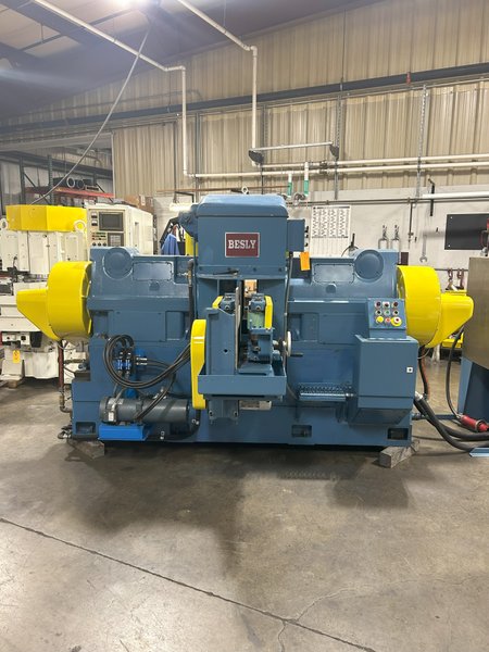 Besly DH6 Through Feed with remanufactured heads with ballscrew and servo feed.  30HP motors, Mitsubishi HMI with auto dressing and grindline return.  Production grinding up to 10" diameter rings.