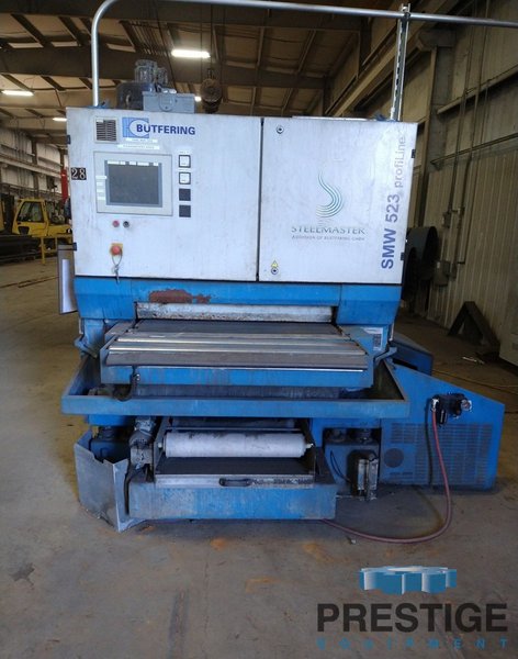 Steelmaster Profiline SMW 523, 37" Belt, (1) Abrasive Head, (7) Brush Heads, Machine Rebuilt, PLC Control, 2009, #31776