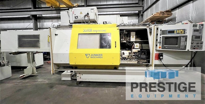 Junker Jumat 5002/50, 11" Swing, 27.5" C.C, 19" Wheel Dia., OD/ID Spindles, Marposs Gauging, Fanuc 18T, 2000, #32635