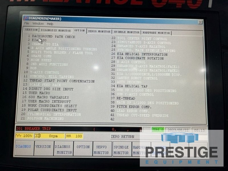 Mazak Slant Turn 50N CNC Lathe, 31" x 118", 16" 3-Jaw, 15-Pos. Trt, HP Cool, Probe, Stdy Rest, Mazatrol 640T, #32751