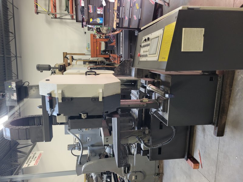 16" dual Coulumn Automatic, Programmable,  horizontal bandsaw, 1,1/2" Blade, Color screen, Large Bandwheels, Chip conveyor, Wash down hose,, Hydraulic Blade tension, Carbide blade guides, Omron controls, Power guide arm, Imported by Hydmech