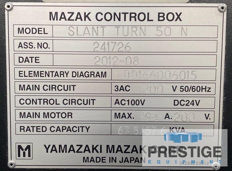 Mazak Slant Turn 50N CNC Lathe, 31" x 118", 16" 3-Jaw, 15-Pos. Trt, HP Cool, Probe, Stdy Rest, Mazatrol 640T, #32751