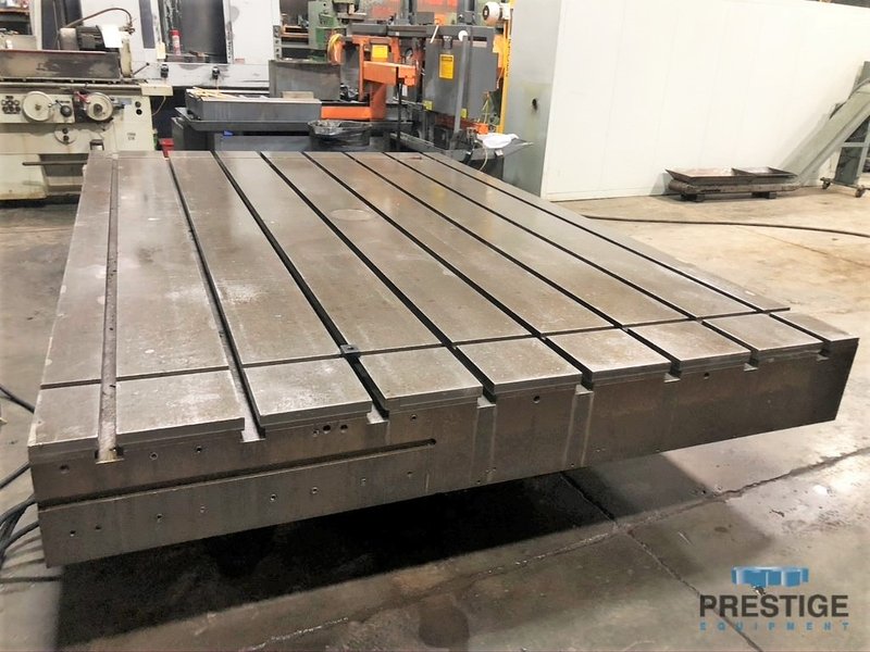 96" x 144" Giddings & Lewis Air Lift Index Table, 8-T-Slots, 4 x 90 Deg. Shot Pin, 1/2 Deg Scale, 75,000 lb Cap, # 31357