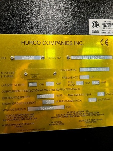 Hurco Model VMX-30i CNC Vertical Machining Center, 4-AXIS READY (NO 4TH AXIS ROTARY TABLE), New 2014