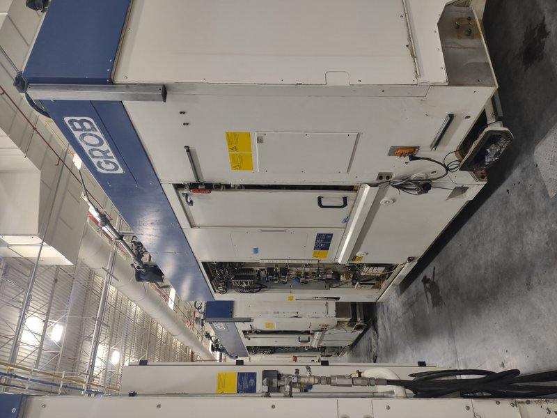 2 FOR SALE- 2013 Grob model G520A21KD 4 axis cnc universal machining centers, approx. 60,000 hours, dual HSK63 spindles, 18,000 rpm, 36 position atc, x,y,z,a axis, siemens 840d controls, 2 station pallet