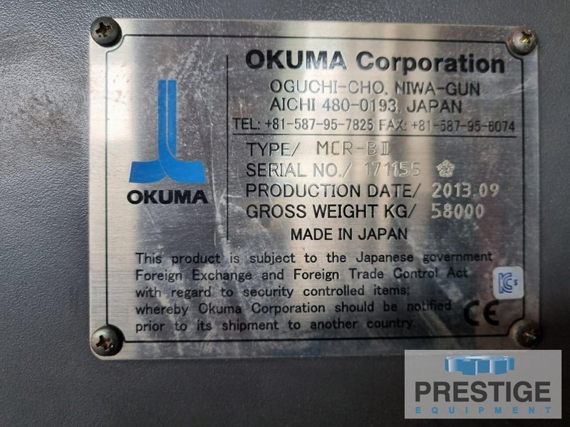 Okuma MCR-B III 5-Face, X-189", Y-146", Z-32", 201" x 83" Table, 120" Btw Column, 72 ATC, 2AAC, OSP-P300M, 2013, #32470