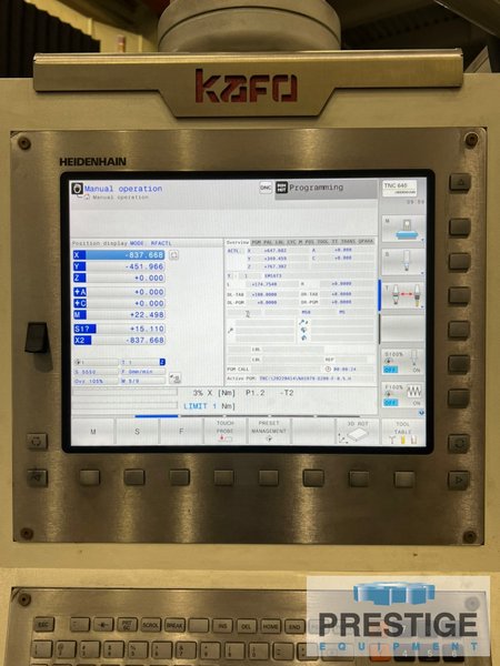 Kafo KG5A-2232 5-Axis, X-86", Y-126", Kessle 2-Axis Head, 12,000 RPM, Heidenhain TNC-640, 32 ATC, 2019, #43439
