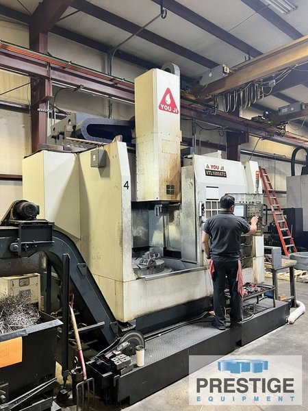 You Ji 1000 ATC VTL 40" CNC, 4-Jaw Chuck, 54" Swing, 43" Turning Diameter, 60 HP, Fanuc 0i CNC, 2009, #43100