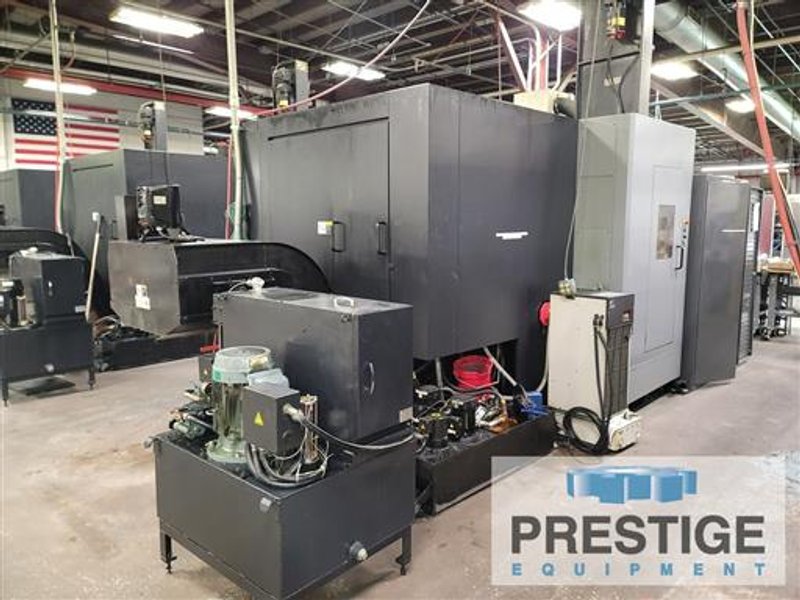 OKK HMC400, Fanuc 31i-B, X-22", Y-22", Z-27", 15.7" Pallets, B-Axis, 60 ATC, 15K RPM, TSC, Chip Conv, 2015, #32909