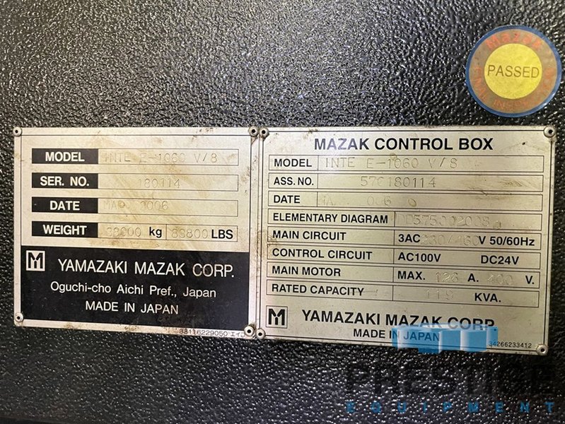 Mazak Integrex e-1060V/8, 5-Axis, 120 ATC, 39" Table, 500 RPM, Milling, A&C Axis, Mazatrol 640M #31718